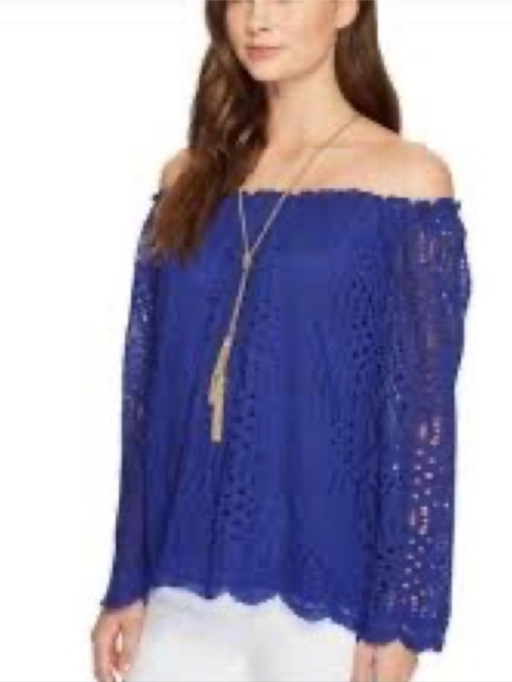 Lilly Pulitzer Off-Shoulder Crochet Top in Royal Blue